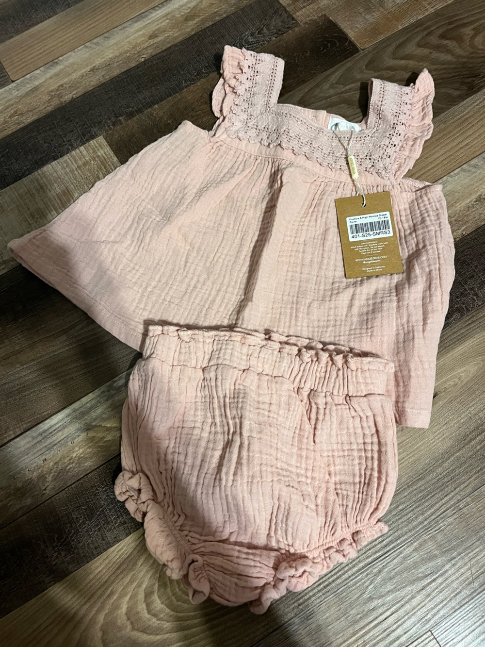 Angel Dear Light Blush organize Cotton Gauze Girls' 2 piece set